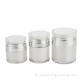 Nouveau design 15 ml de pot sans air argent pots cosmétiques sans air 30 ml 50 ml de lotion de pompe blanche